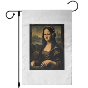 Funny Mona Lisa Bass Face Garden Flag Vintage DJ Producer Music Lover Gift