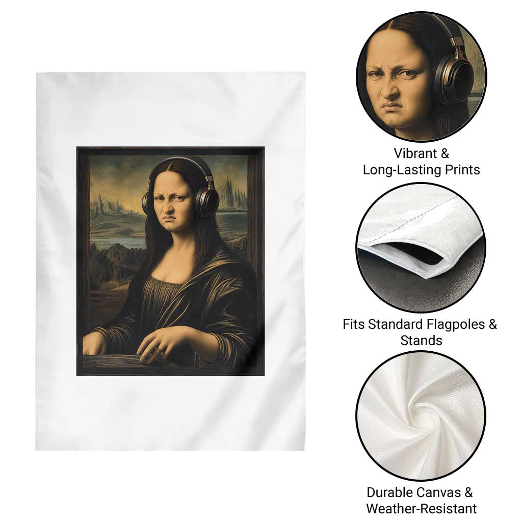 Funny Mona Lisa Bass Face Garden Flag Vintage DJ Producer Music Lover Gift