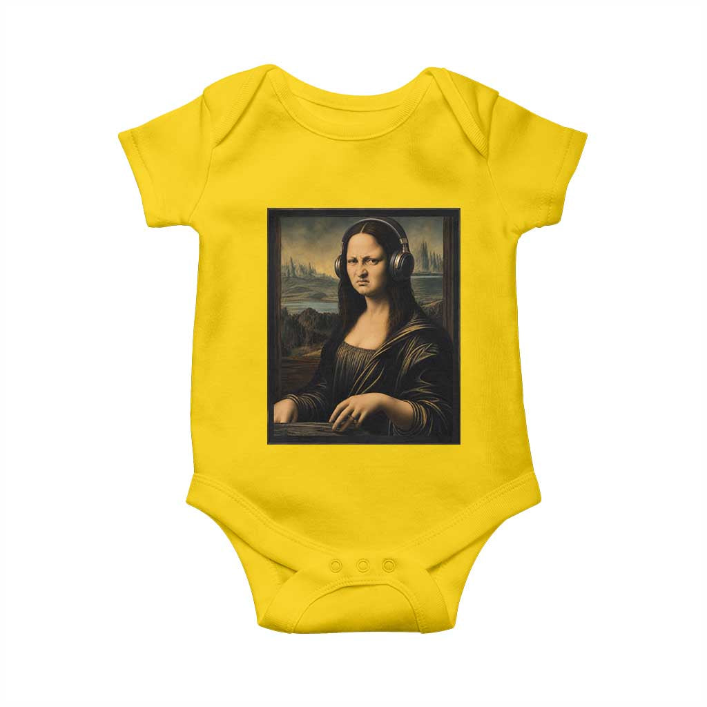 Funny Mona Lisa Bass Face Baby Onesie Vintage DJ Producer Music Lover Gift
