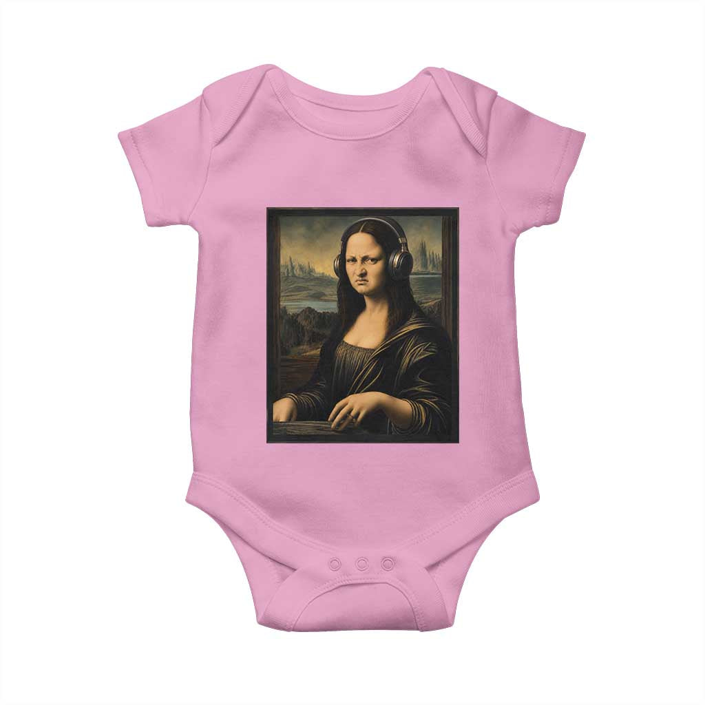 Funny Mona Lisa Bass Face Baby Onesie Vintage DJ Producer Music Lover Gift