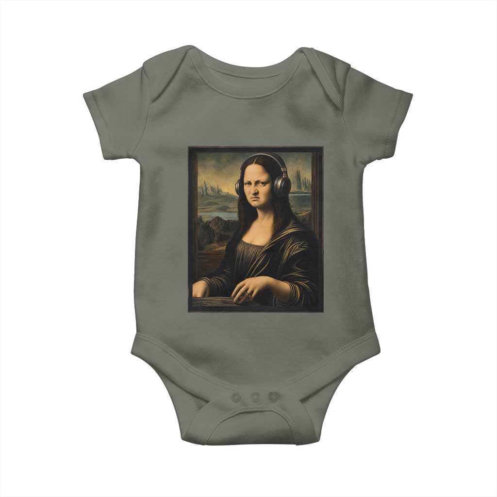 Funny Mona Lisa Bass Face Baby Onesie Vintage DJ Producer Music Lover Gift