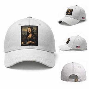 Funny Mona Lisa Bass Face Baseball Cap Vintage DJ Producer Music Lover Gift TS12 Baseball Cap Universal Fit White Print Your Wear