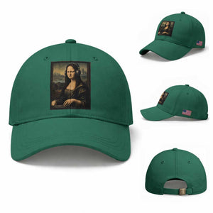 Funny Mona Lisa Bass Face Baseball Cap Vintage DJ Producer Music Lover Gift TS12 Baseball Cap Universal Fit Irish Green Print Your Wear