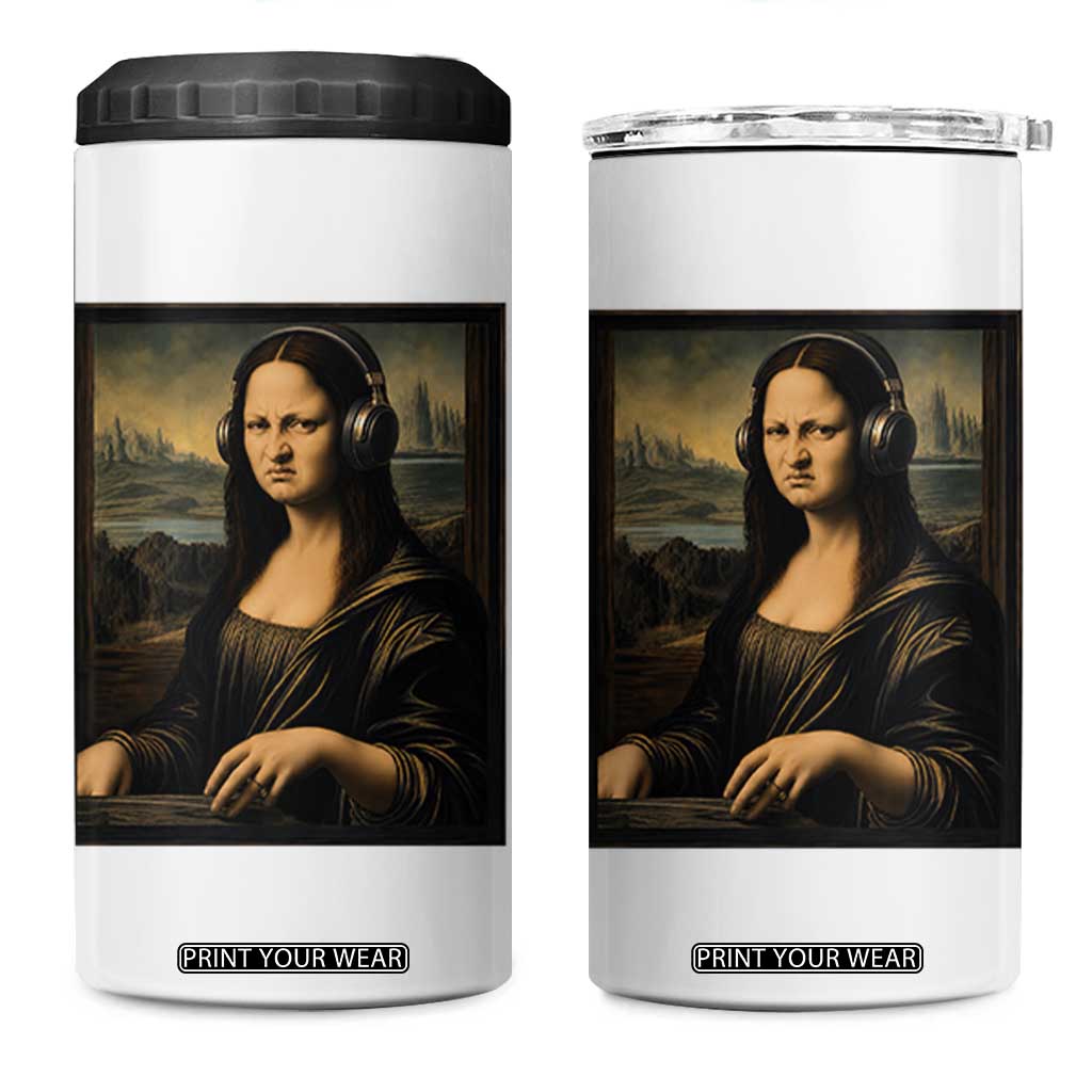 Funny Mona Lisa Bass Face 4 in 1 Can Cooler Tumbler Vintage DJ Producer Music Lover Gift TS12 One Size: 16 oz White Print Your Wear