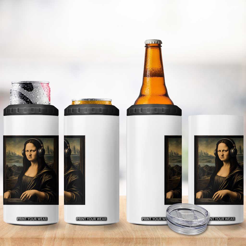 Funny Mona Lisa Bass Face 4 in 1 Can Cooler Tumbler Vintage DJ Producer Music Lover Gift TS12 Print Your Wear