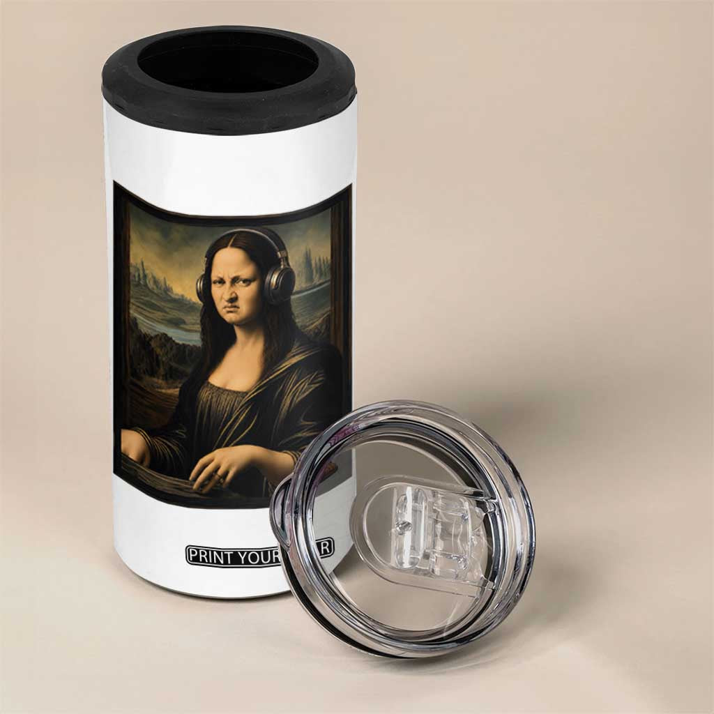 Funny Mona Lisa Bass Face 4 in 1 Can Cooler Tumbler Vintage DJ Producer Music Lover Gift TS12 Print Your Wear