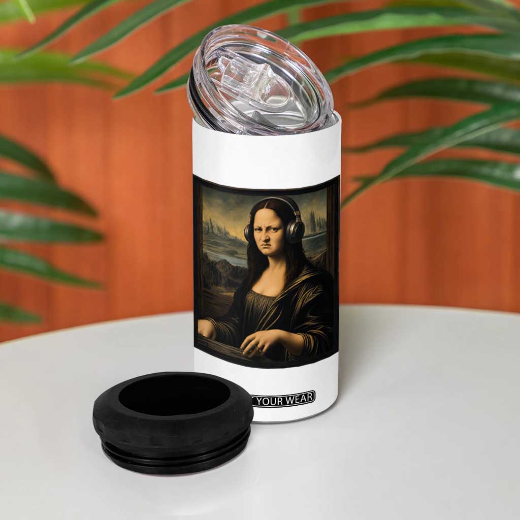 Funny Mona Lisa Bass Face 4 in 1 Can Cooler Tumbler Vintage DJ Producer Music Lover Gift TS12 Print Your Wear