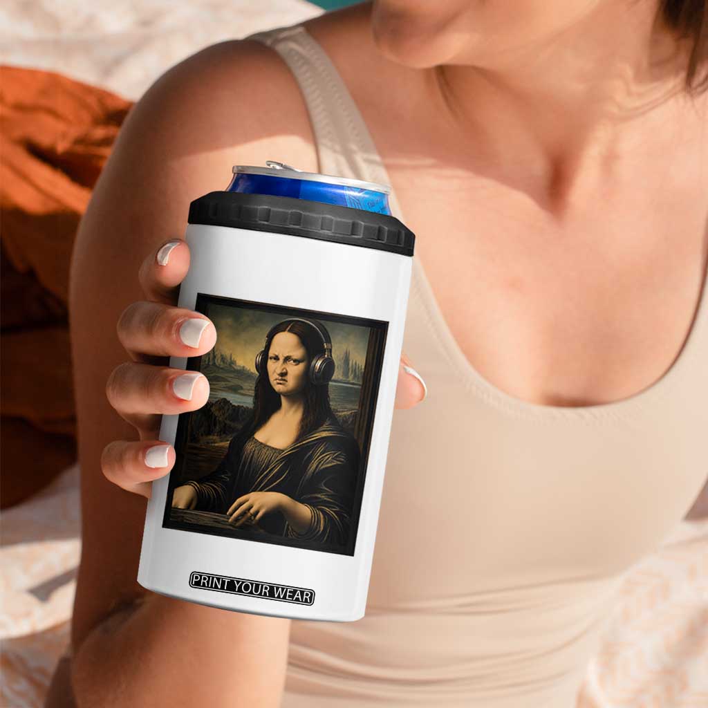 Funny Mona Lisa Bass Face 4 in 1 Can Cooler Tumbler Vintage DJ Producer Music Lover Gift TS12 Print Your Wear
