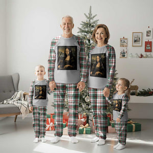 Funny Mona Lisa Bass Face Plaid Pajama Set Vintage DJ Producer Music Lover Gift