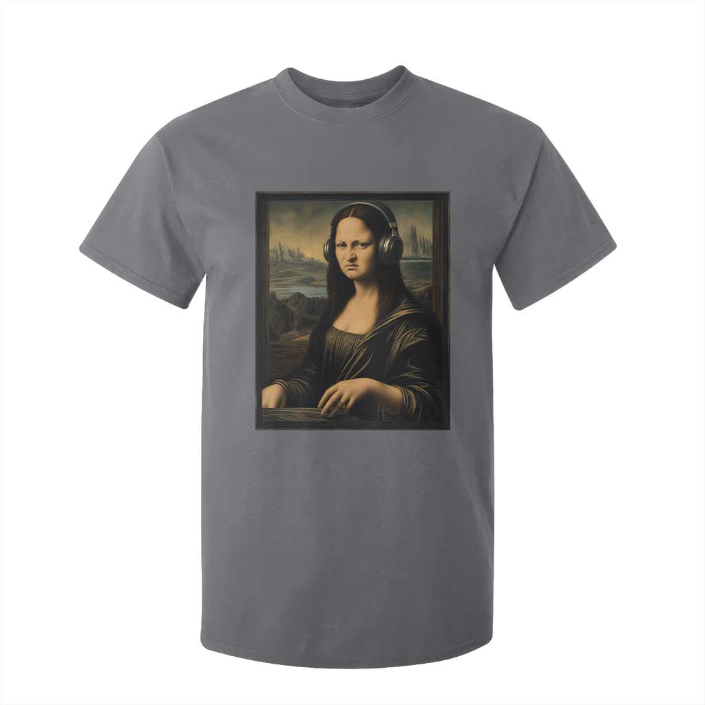 Funny Mona Lisa Bass Face T Shirt For Kid Vintage DJ Producer Music Lover Gift