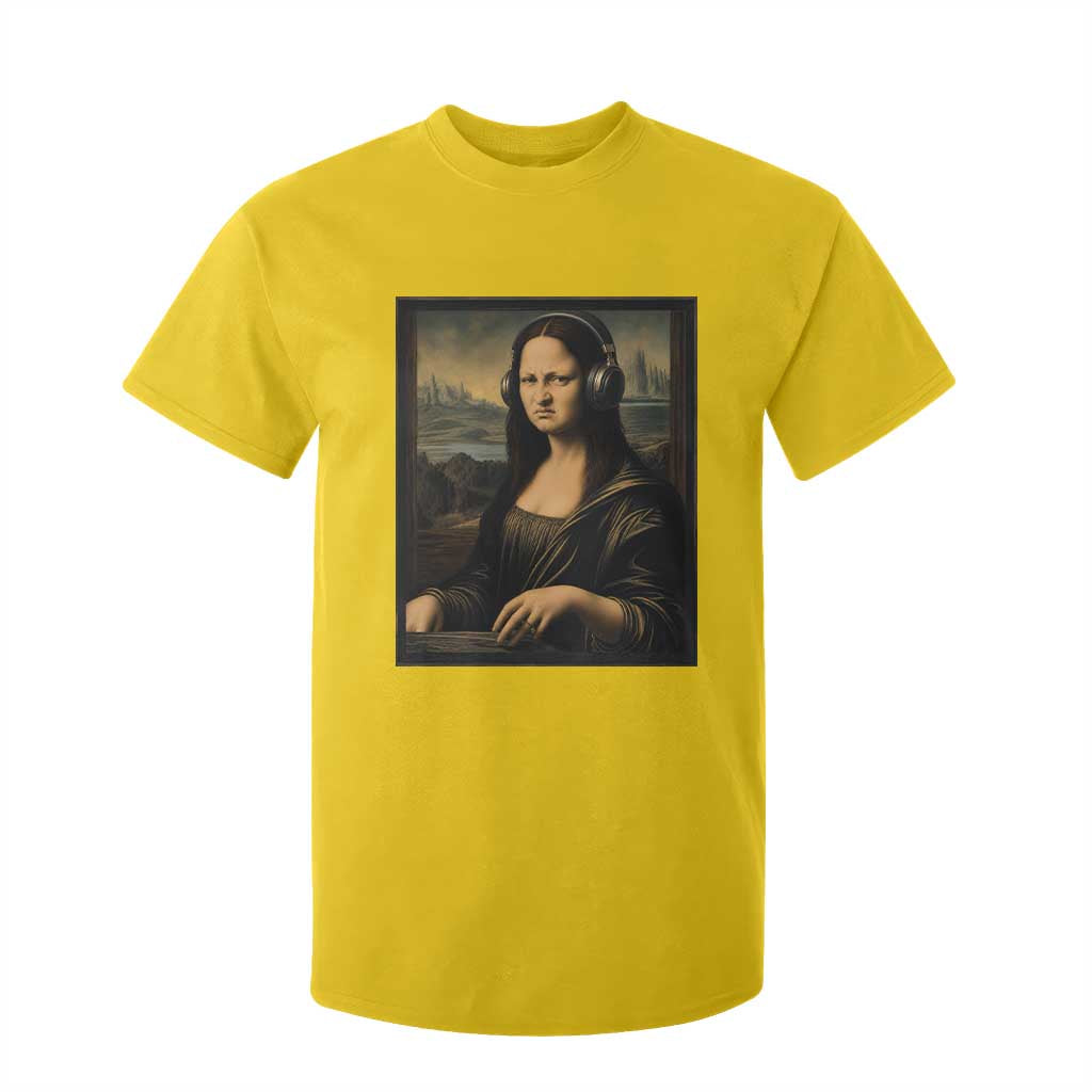 Funny Mona Lisa Bass Face T Shirt For Kid Vintage DJ Producer Music Lover Gift