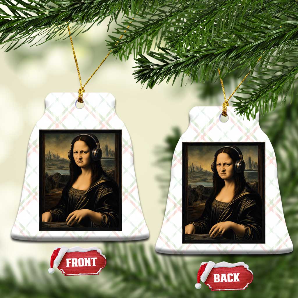 Funny Mona Lisa Bass Face Ceramic Ornament Vintage DJ Producer Music Lover Gift