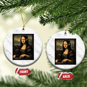Funny Mona Lisa Bass Face Ceramic Ornament Vintage DJ Producer Music Lover Gift