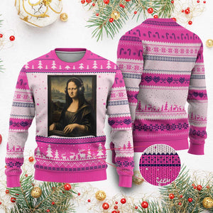 Funny Mona Lisa Bass Face Ugly Christmas Sweater Vintage DJ Producer Music Lover Gift