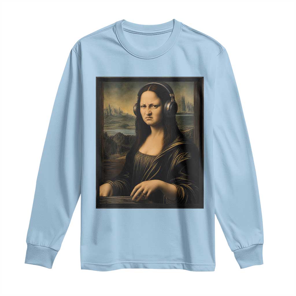 Funny Mona Lisa Bass Face Long Sleeve Shirt Vintage DJ Producer Music Lover Gift