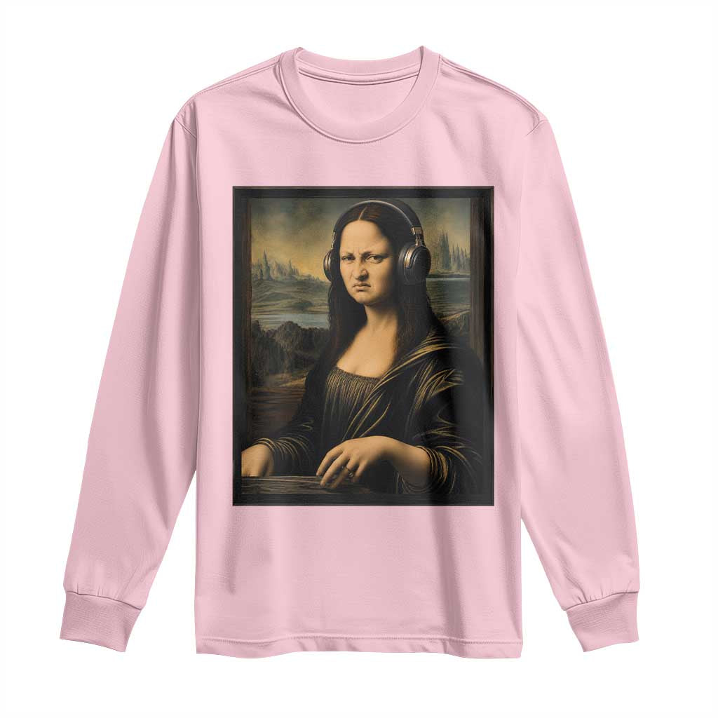 Funny Mona Lisa Bass Face Long Sleeve Shirt Vintage DJ Producer Music Lover Gift