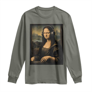 Funny Mona Lisa Bass Face Long Sleeve Shirt Vintage DJ Producer Music Lover Gift
