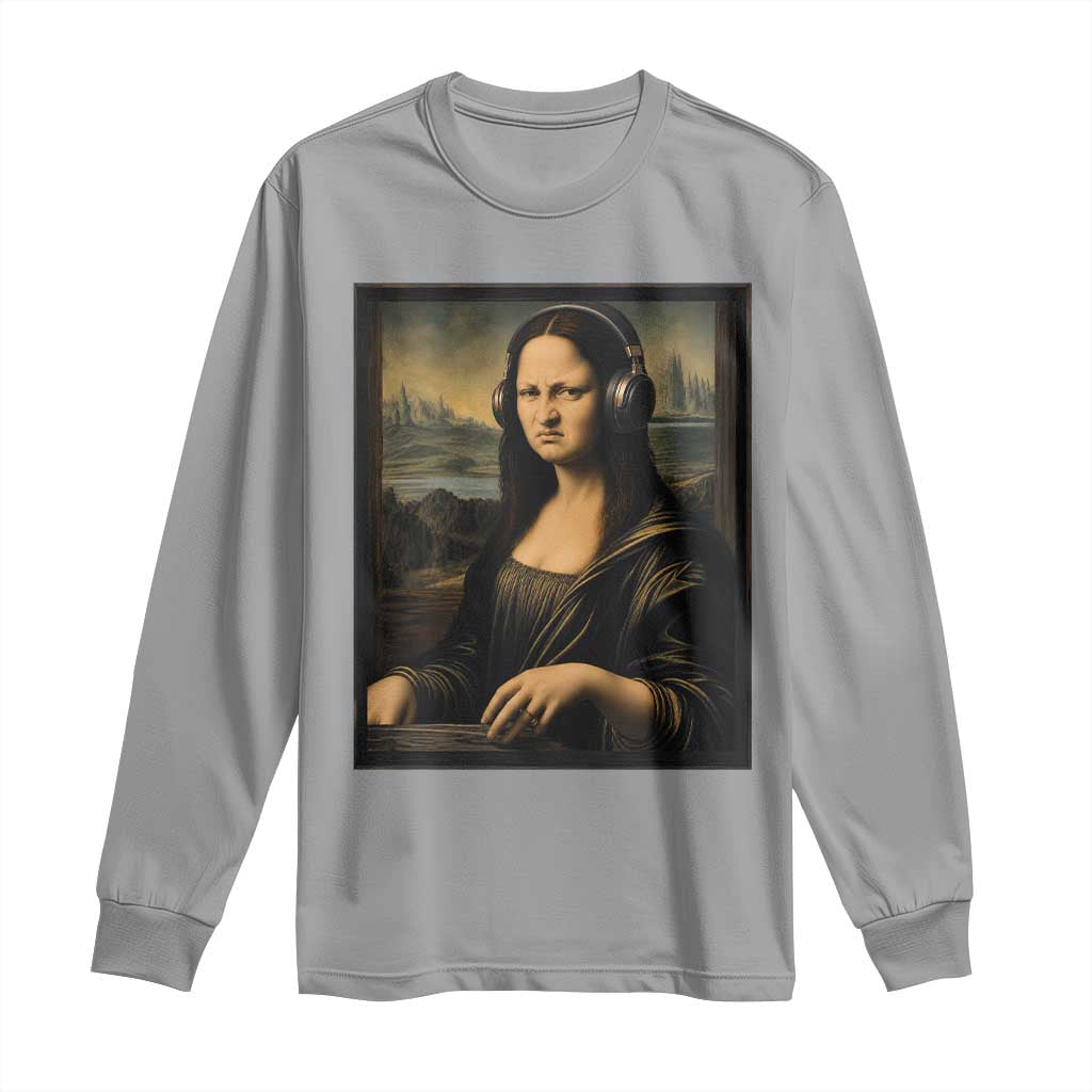 Funny Mona Lisa Bass Face Long Sleeve Shirt Vintage DJ Producer Music Lover Gift