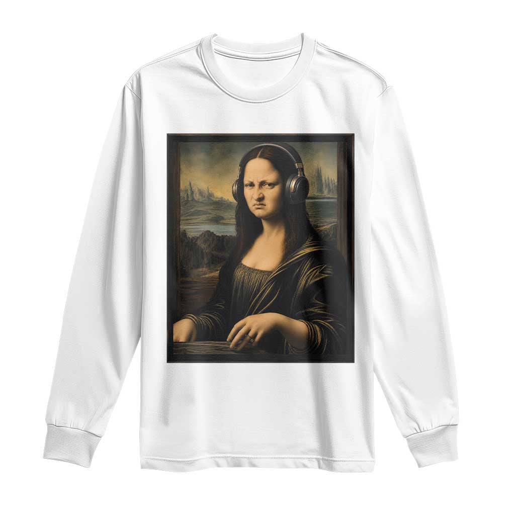 Funny Mona Lisa Bass Face Long Sleeve Shirt Vintage DJ Producer Music Lover Gift