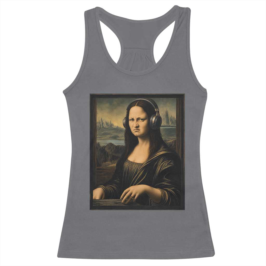 Funny Mona Lisa Bass Face Racerback Tank Top Vintage DJ Producer Music Lover Gift