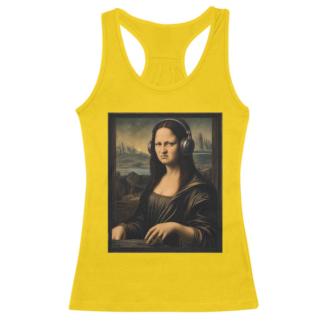 Funny Mona Lisa Bass Face Racerback Tank Top Vintage DJ Producer Music Lover Gift