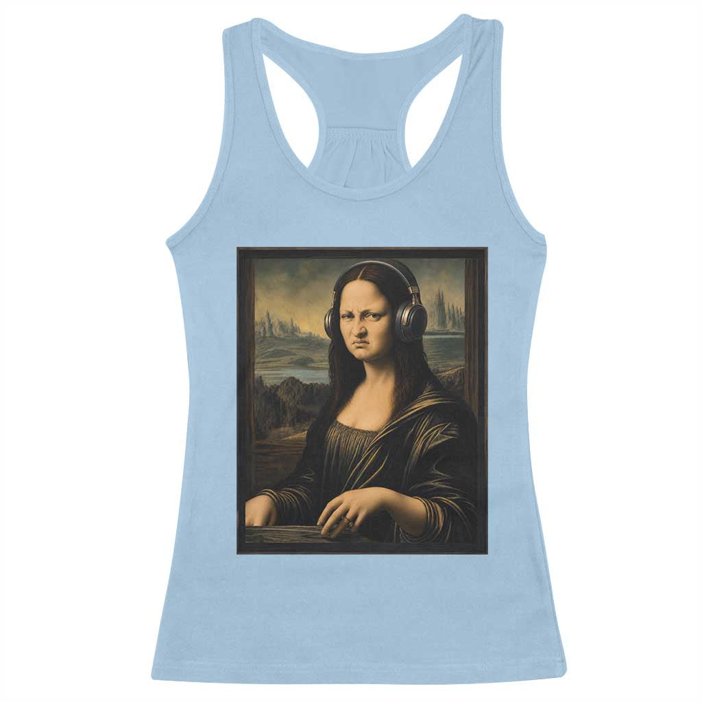 Funny Mona Lisa Bass Face Racerback Tank Top Vintage DJ Producer Music Lover Gift