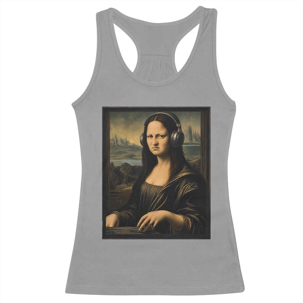 Funny Mona Lisa Bass Face Racerback Tank Top Vintage DJ Producer Music Lover Gift