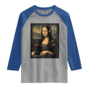 Funny Mona Lisa Bass Face Raglan Shirt Vintage DJ Producer Music Lover Gift