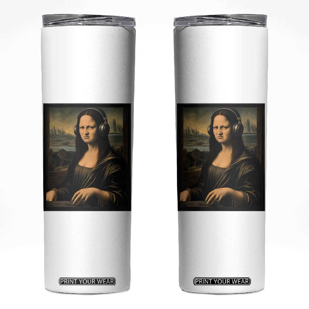 Funny Mona Lisa Bass Face Skinny Tumbler Vintage DJ Producer Music Lover Gift