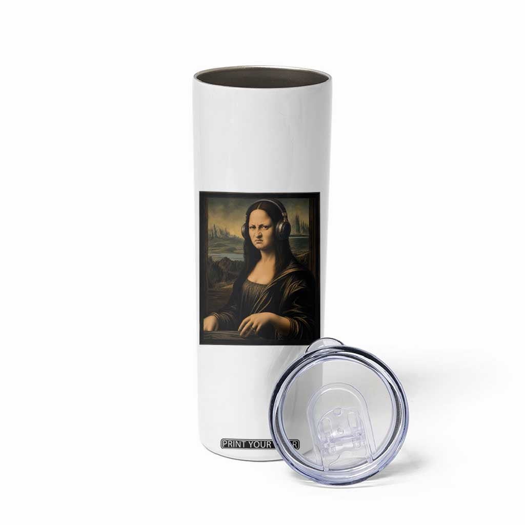 Funny Mona Lisa Bass Face Skinny Tumbler Vintage DJ Producer Music Lover Gift