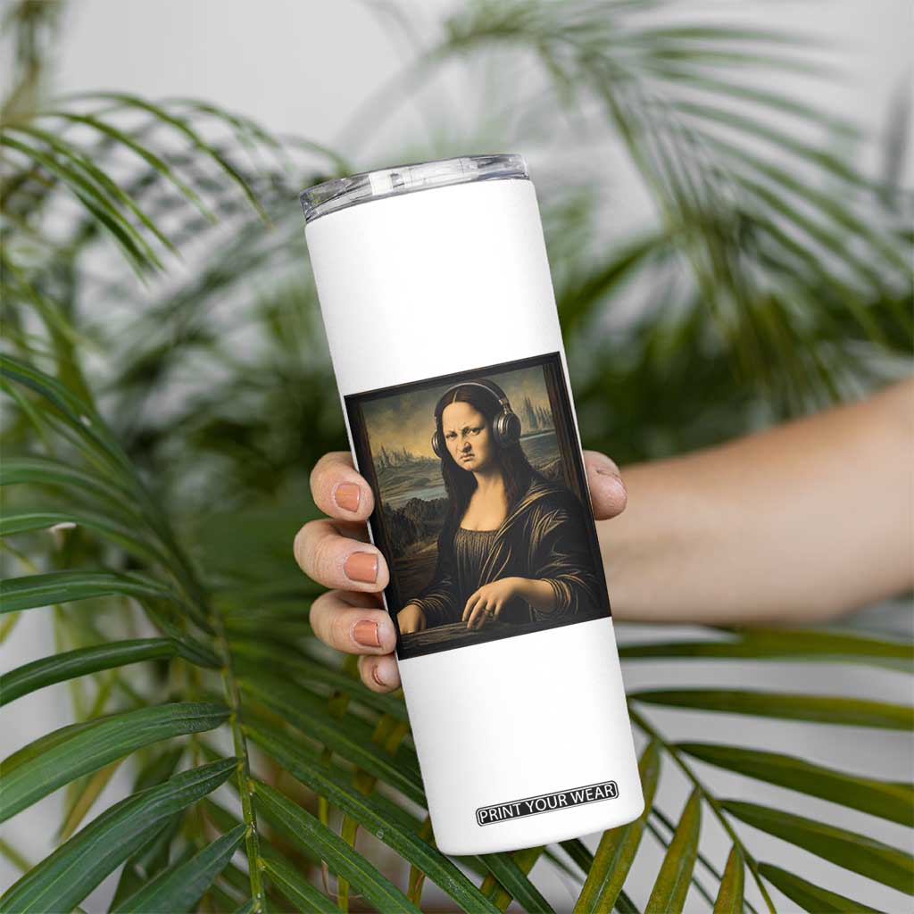 Funny Mona Lisa Bass Face Skinny Tumbler Vintage DJ Producer Music Lover Gift