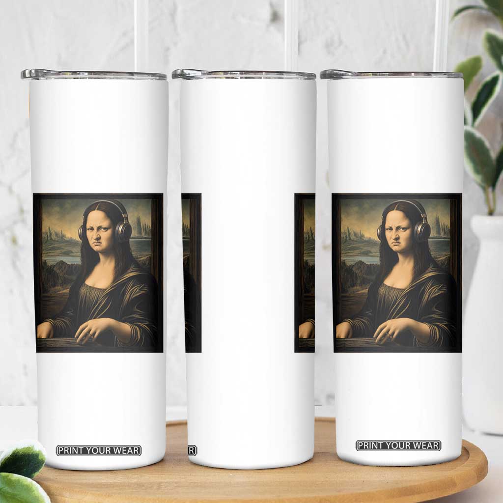 Funny Mona Lisa Bass Face Skinny Tumbler Vintage DJ Producer Music Lover Gift