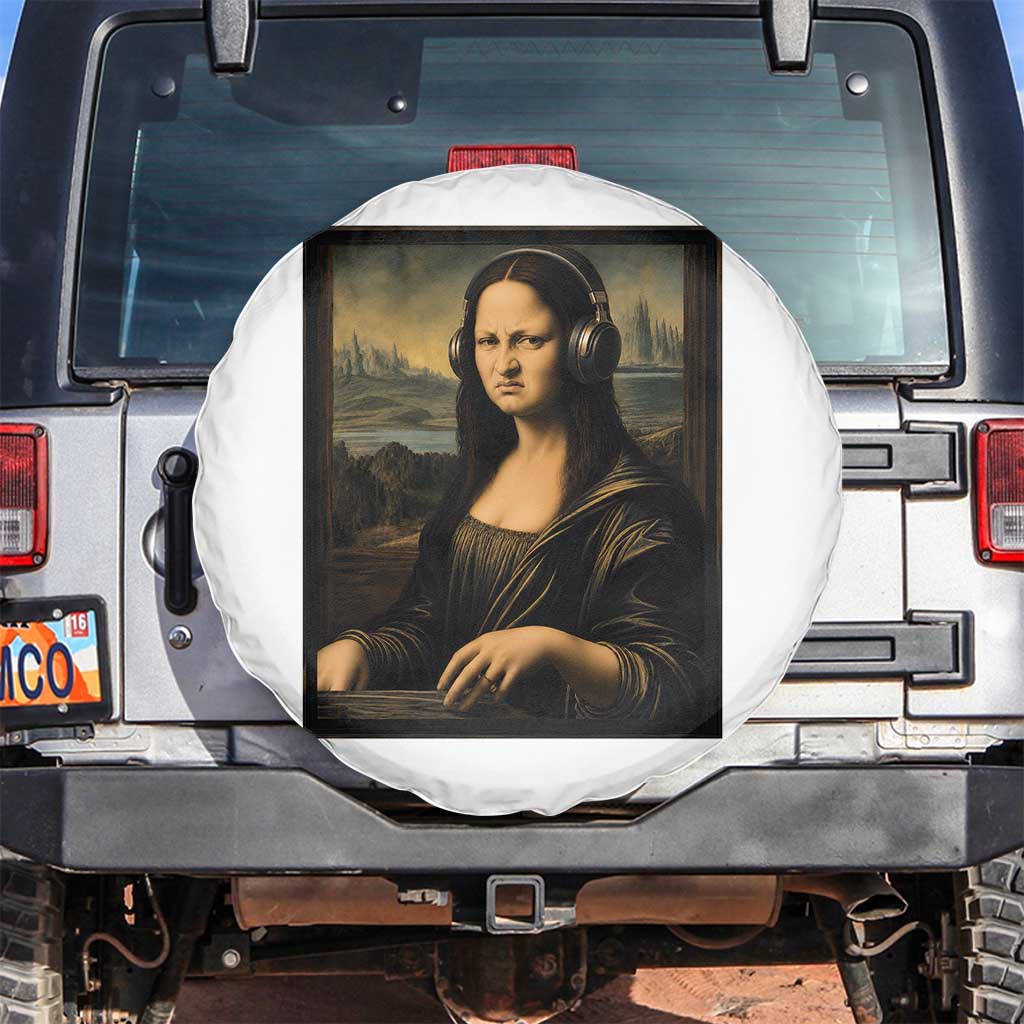 Funny Mona Lisa Bass Face Spare Tire Cover Vintage DJ Producer Music Lover Gift TS12 No hole White Print Your Wear