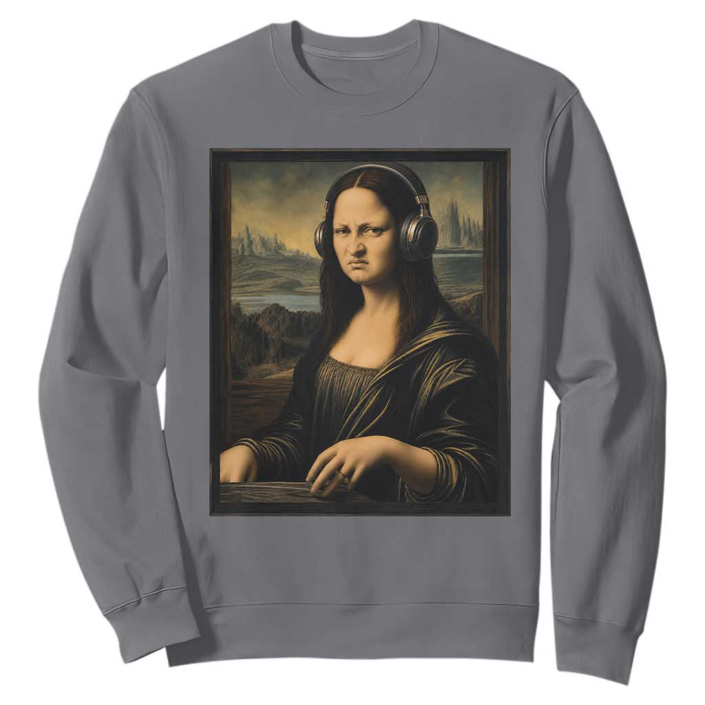 Funny Mona Lisa Bass Face Sweatshirt Vintage DJ Producer Music Lover Gift