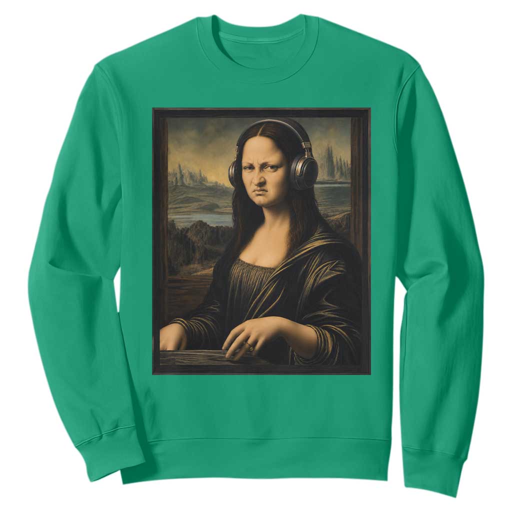 Funny Mona Lisa Bass Face Sweatshirt Vintage DJ Producer Music Lover Gift