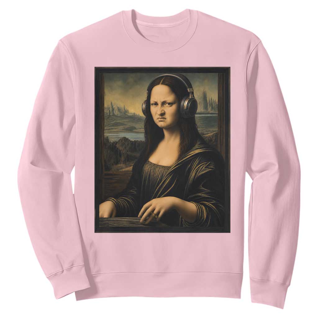 Funny Mona Lisa Bass Face Sweatshirt Vintage DJ Producer Music Lover Gift