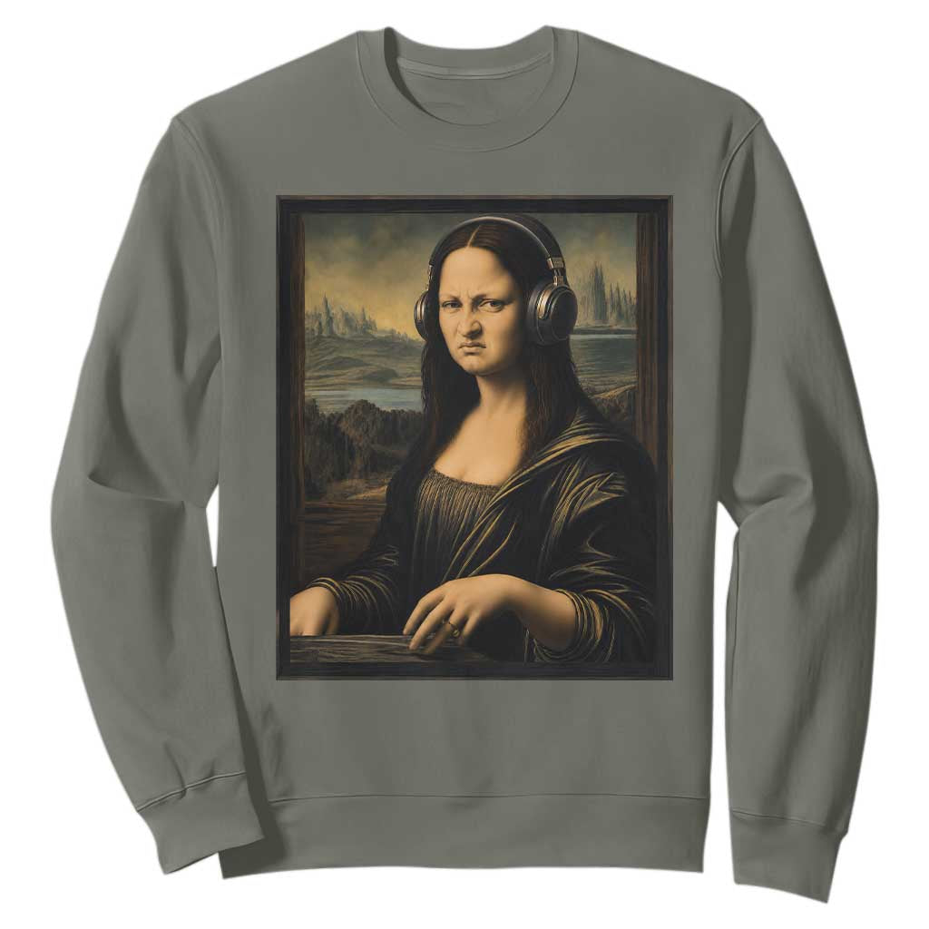 Funny Mona Lisa Bass Face Sweatshirt Vintage DJ Producer Music Lover Gift