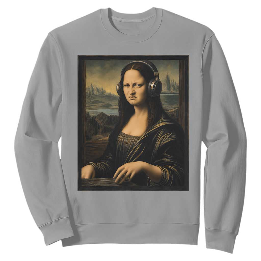Funny Mona Lisa Bass Face Sweatshirt Vintage DJ Producer Music Lover Gift