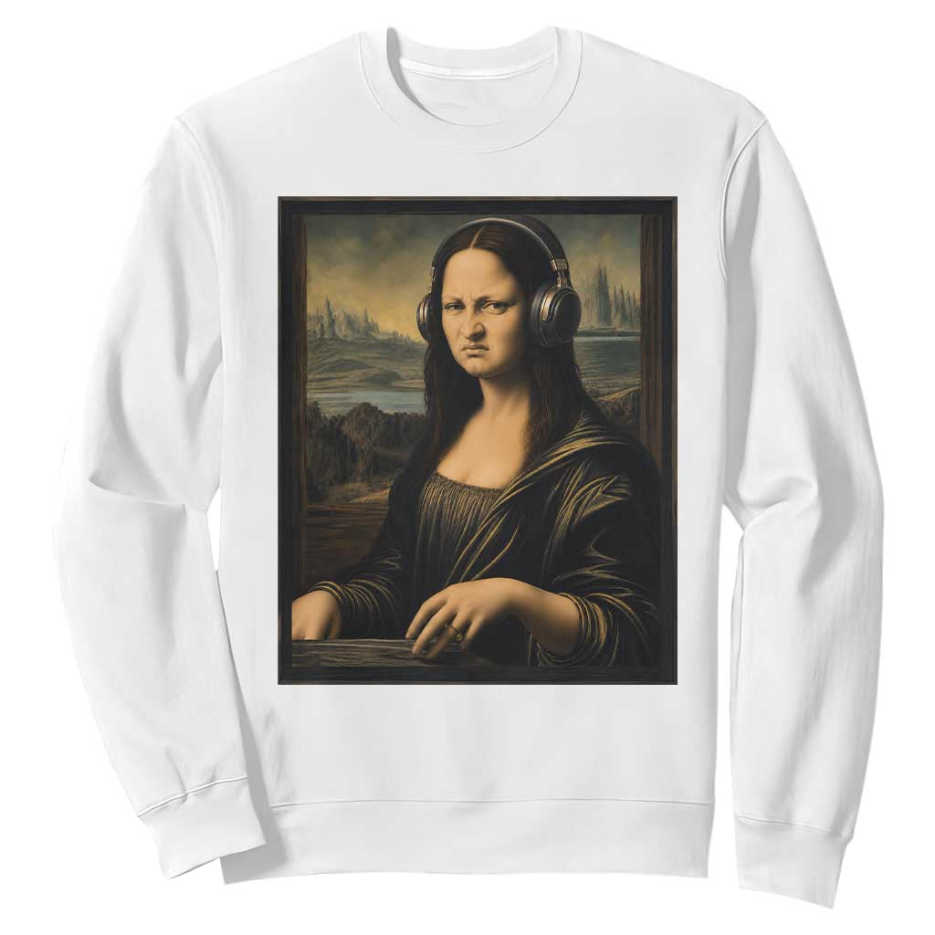 Funny Mona Lisa Bass Face Sweatshirt Vintage DJ Producer Music Lover Gift