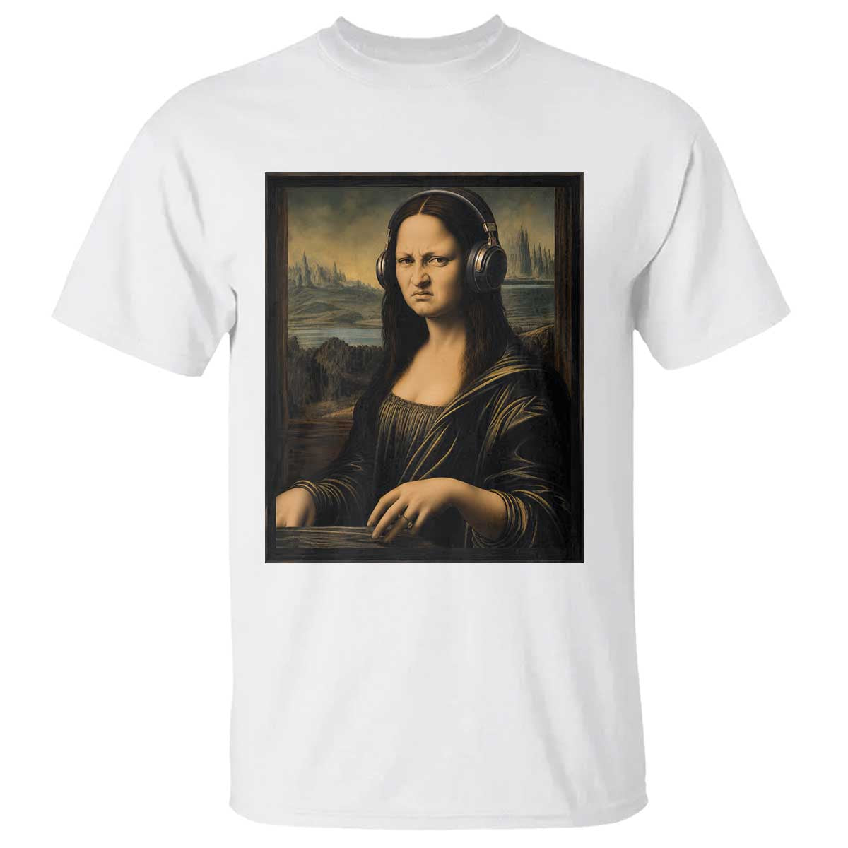 Funny Mona Lisa Bass Face T Shirt Vintage DJ Producer Music Lover Gift TS12 White Print Your Wear