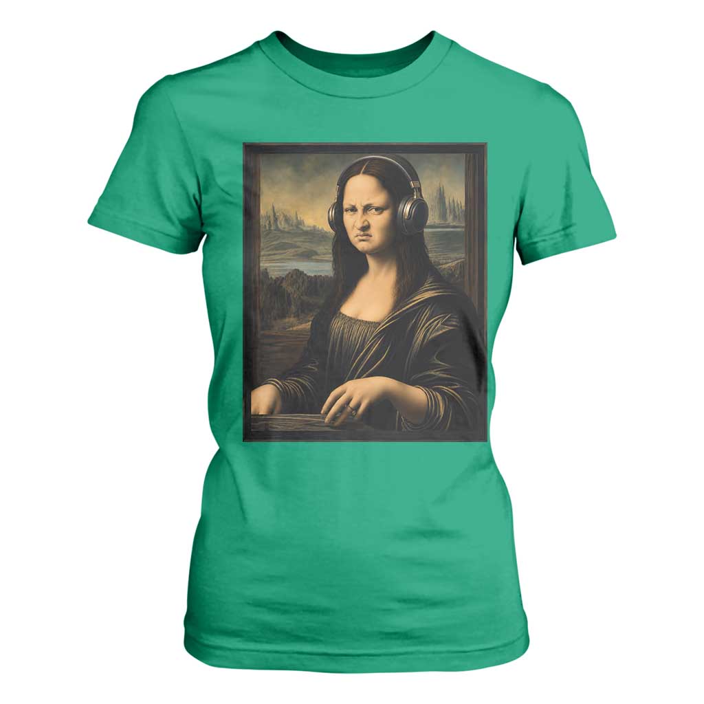 Funny Mona Lisa Bass Face T Shirt For Women Vintage DJ Producer Music Lover Gift TS12 Irish Green Print Your Wear
