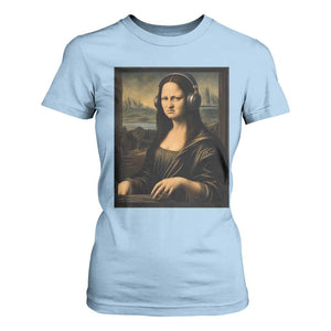 Funny Mona Lisa Bass Face T Shirt For Women Vintage DJ Producer Music Lover Gift TS12 Light Blue Print Your Wear