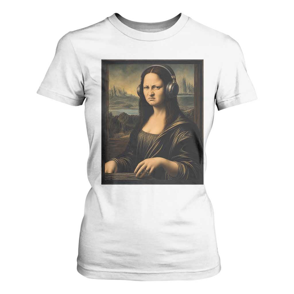 Funny Mona Lisa Bass Face T Shirt For Women Vintage DJ Producer Music Lover Gift TS12 White Print Your Wear