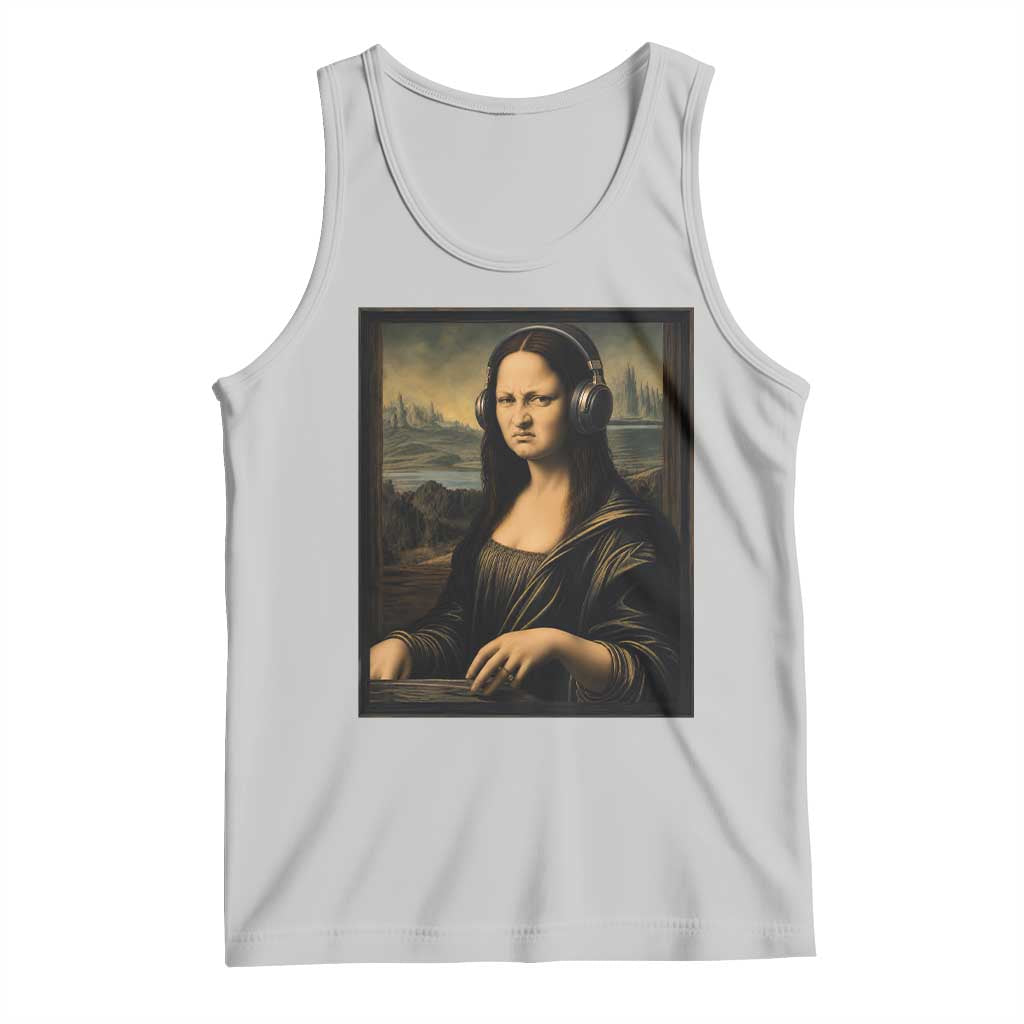 Funny Mona Lisa Bass Face Tank Top Vintage DJ Producer Music Lover Gift