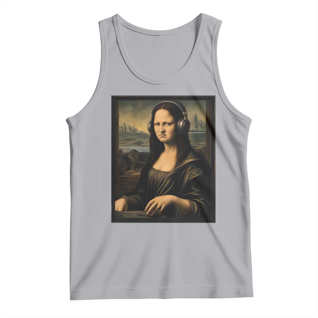 Funny Mona Lisa Bass Face Tank Top Vintage DJ Producer Music Lover Gift