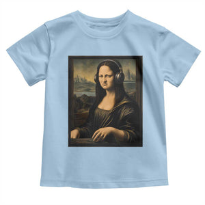 Funny Mona Lisa Bass Face Toddler T Shirt Vintage DJ Producer Music Lover Gift TS12 Light Blue Print Your Wear