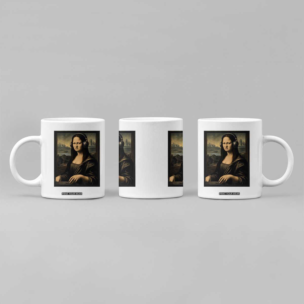 Funny Mona Lisa Bass Face Coffee Mug Vintage DJ Producer Music Lover Gift