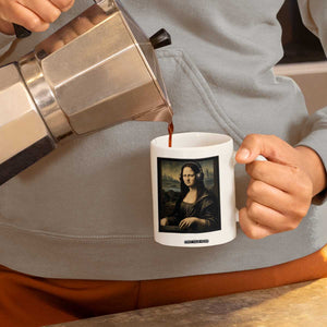 Funny Mona Lisa Bass Face Coffee Mug Vintage DJ Producer Music Lover Gift