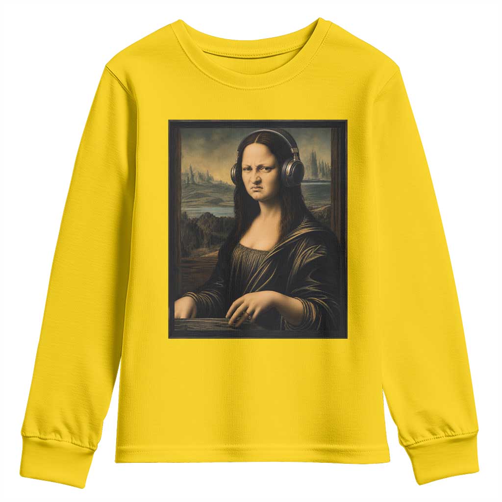 Funny Mona Lisa Bass Face Youth Sweatshirt Vintage DJ Producer Music Lover Gift