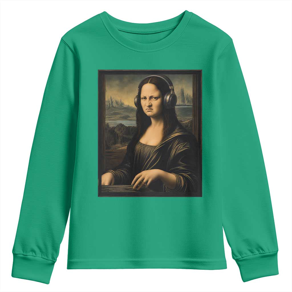 Funny Mona Lisa Bass Face Youth Sweatshirt Vintage DJ Producer Music Lover Gift